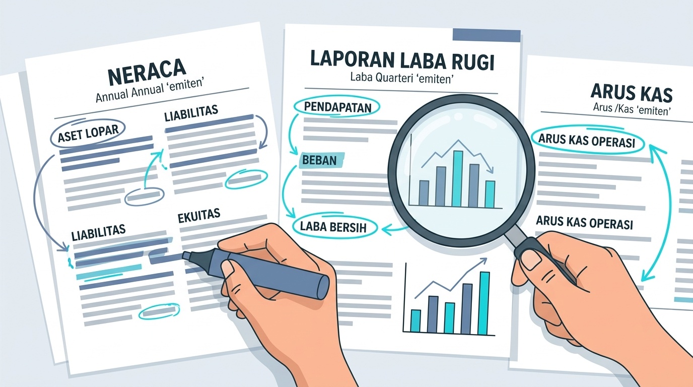 Ilustrasi membaca laporan keuangan emiten secara dasar